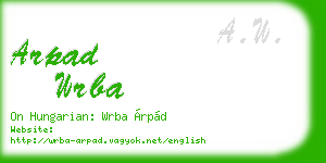 arpad wrba business card